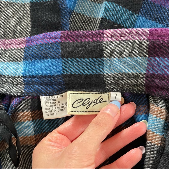 Vintage Clyde Wool-blend Plaid Pleated Midi Skirt - Picture 9 of 13